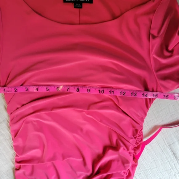 Boston Proper Slinky Knit Ruched Long Sleeve Maxi Dress Sz M Pink, Cocktail - Picture 5 of 6